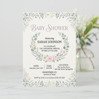 Elegant Botanical Baby Shower Invitation | Soft Fl Einladung