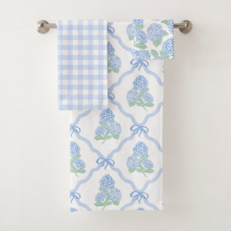 Elegant Botanical Blue Green Hydrangea Badhandtuch Set