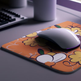 Elegant Botanical Custom Name Orange White Floral Mousepad