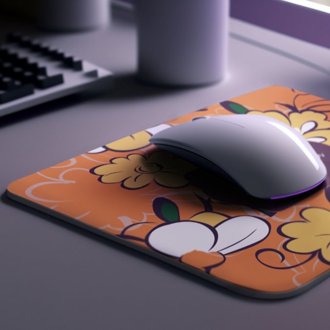 Elegant Botanical Custom Name Orange White Floral Mousepad (Elegant Botanical Custom Name Orange White Floral Mouse Pad)