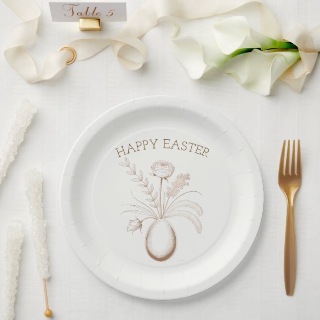 Elegant Botanical Easter Brunch Paper Plates Pappteller (Hochzeit)