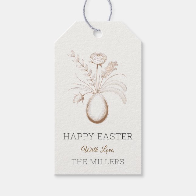Elegant Botanical Easter Personalized Gift Tag Geschenkanhänger (Vorderseite)