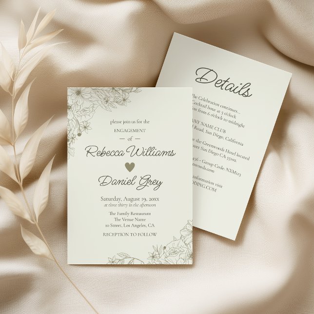 Elegant Botanical Engagement Party Invitation Einladung (Von Creator hochgeladen)