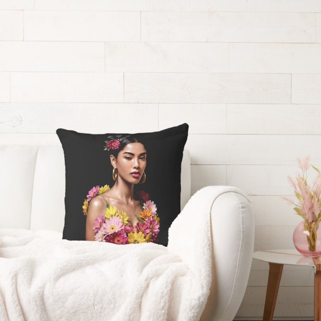 Elegant Botanical Female Oil Painting Aesthetic Kissen (Liege)