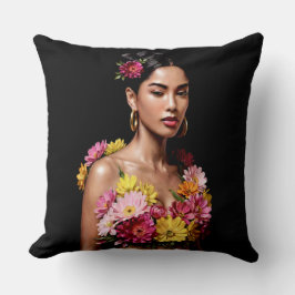 Elegant Botanical Female Oil Painting Aesthetic Kissen