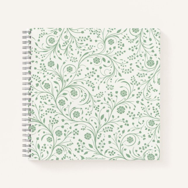 Elegant Botanical Floral Pattern – Minimal Nature  Notizbuch (Vorderseite)