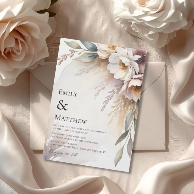 Elegant Botanical Floral Wedding Invitation Einladung (Von Creator hochgeladen)