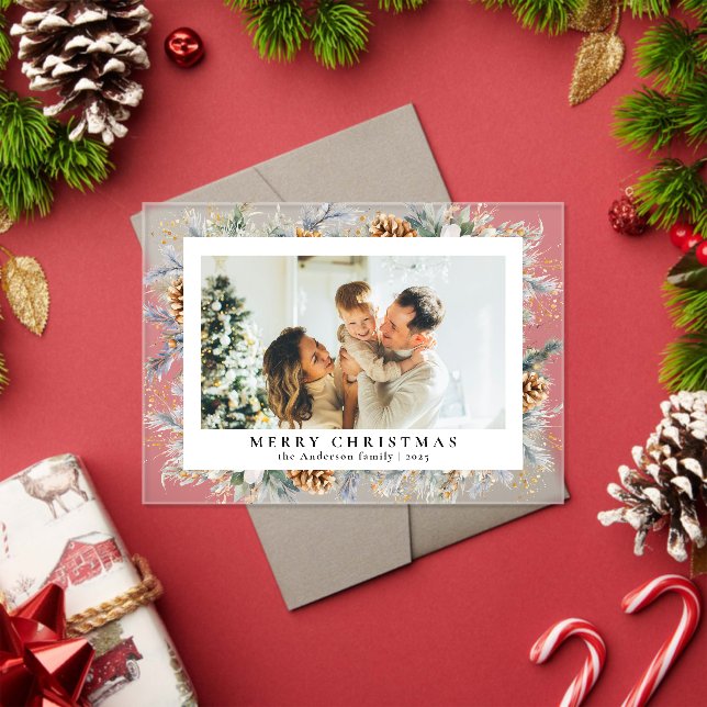 Elegant Botanical Foliage | Photo Christmas Card Acryleinladungen (Insitu (Feiertag))