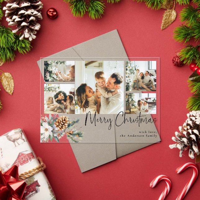 Elegant Botanical Foliage Photo Christmas Card Acryleinladungen (Insitu (Feiertag))
