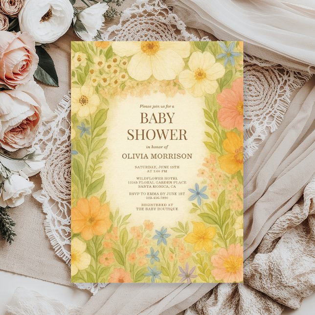 Elegant Botanical Garden Floral Baby Shower Einladung (Von Creator hochgeladen)