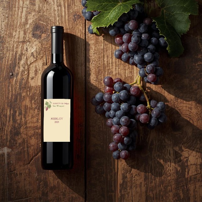 Elegant Botanical Grapevine Design Weinetikett (Von Creator hochgeladen)