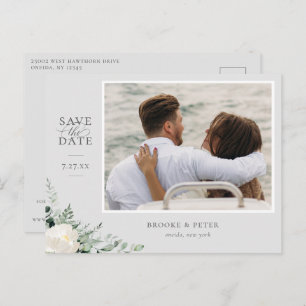 Elegant Botanical Gray Save the Date Ankündigungspostkarte