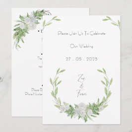 Elegant Botanical Green Leaves Nature Invitation Einladung