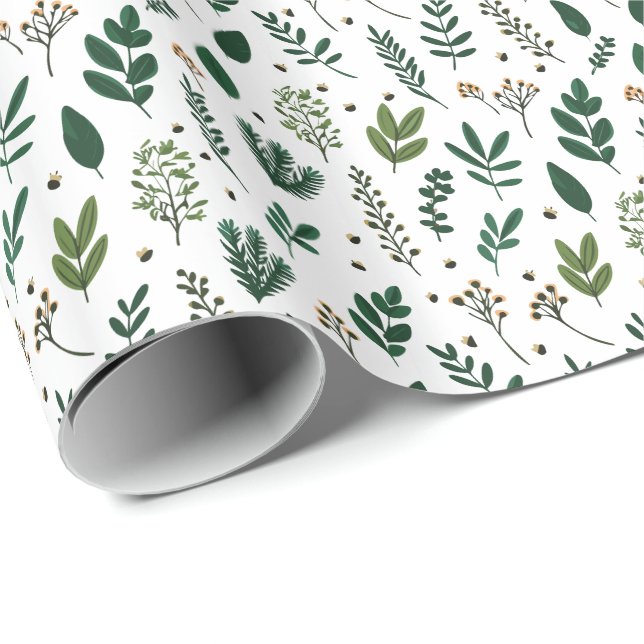 Elegant Botanical Greenery & Berry Geschenkpapier (Rolleneckpunkt)