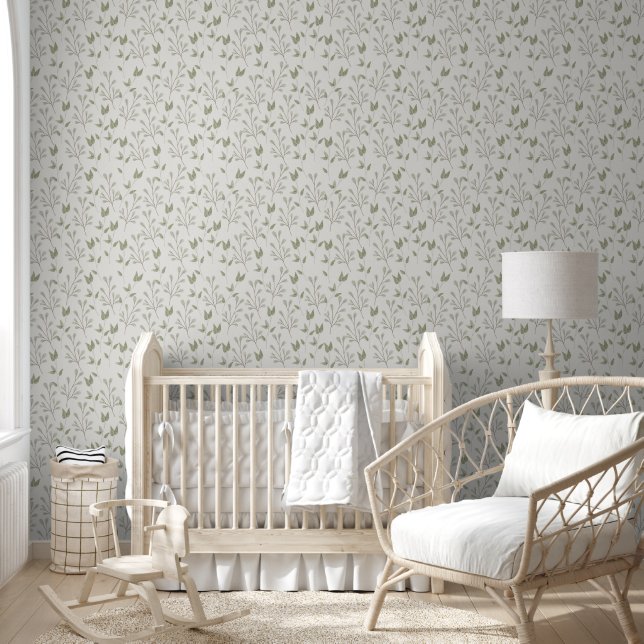 Elegant Botanical Leaf Pattern Wallpaper Tapete (Kinder)