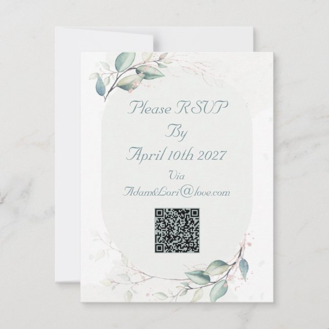 Elegant Botanical Love Wedding RSVP Karte (Vorderseite)