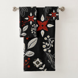 Elegant botanical pattern badhandtuch set