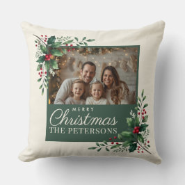 Elegant Botanical Photo Christmas Pillow Kissen