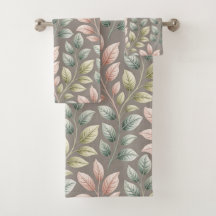 Elegant Botanical Pink & Sage Leaf Pattern