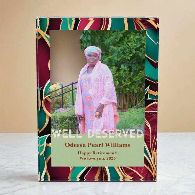 Elegant Botanical Retirement Gift for Black Mom Fotoblock (Elegant Botanical Retirement Gift for Black Mom Photo Block)