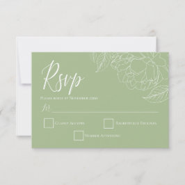 Elegant Botanical Sage Green RSVP Karte