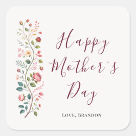 Elegant Botanical Vine Mothers Day Sticker