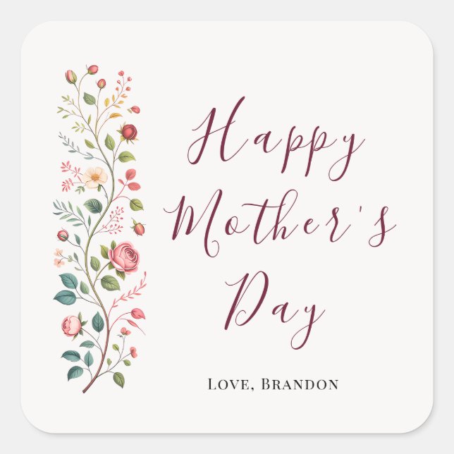 Elegant Botanical Vine Mothers Day Sticker (Vorderseite)