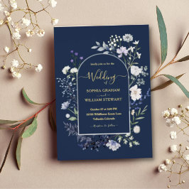 Elegant Botanical Watercolor Wildflower Wedding Folieneinladung