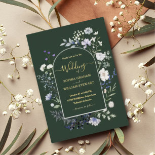 Elegant Botanical Watercolor Wildflower Wedding Folieneinladung