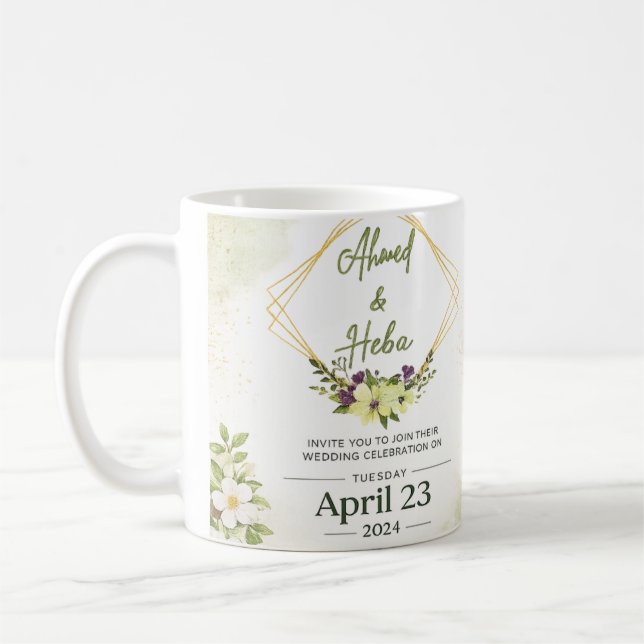 Elegant Botanical Wedding Invitation Kaffeetasse (Links)