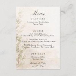Elegant Botanical Wedding Menu Card Begleitkarte