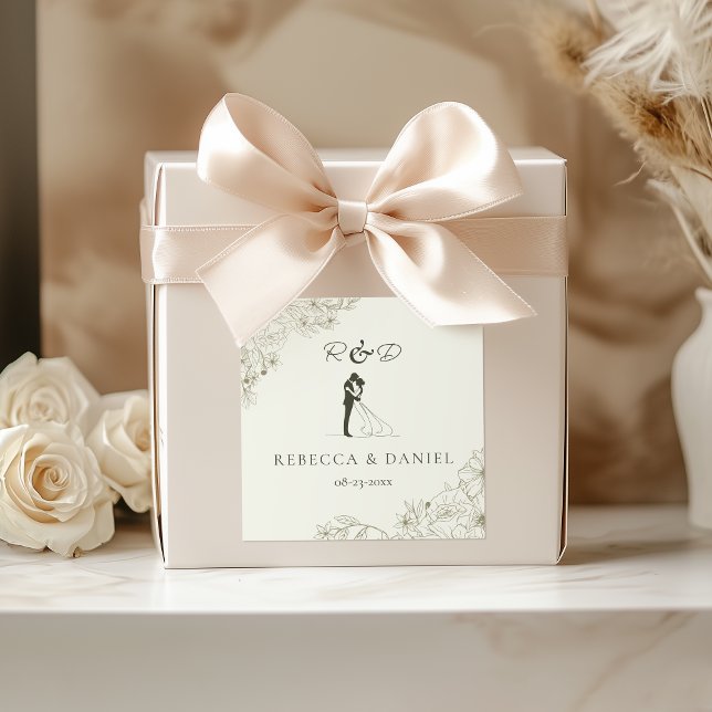 Elegant Botanical Wedding Monogram Sticker (Von Creator hochgeladen)