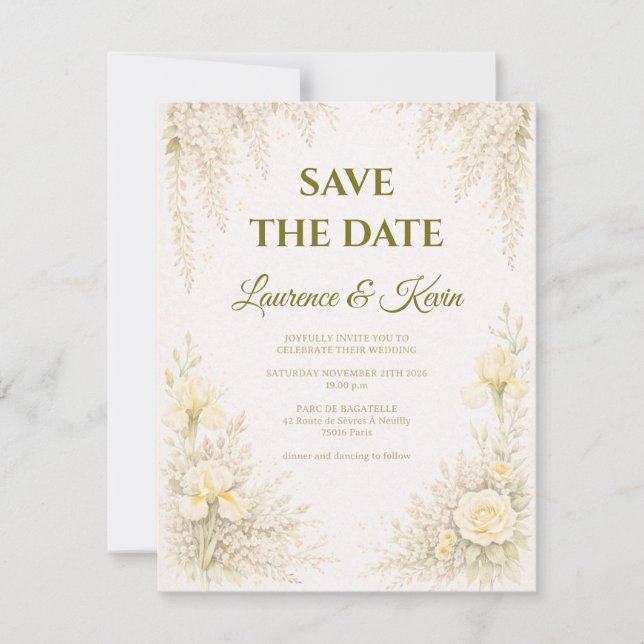 Elegant Botanical Wedding Save the date (Vorderseite)