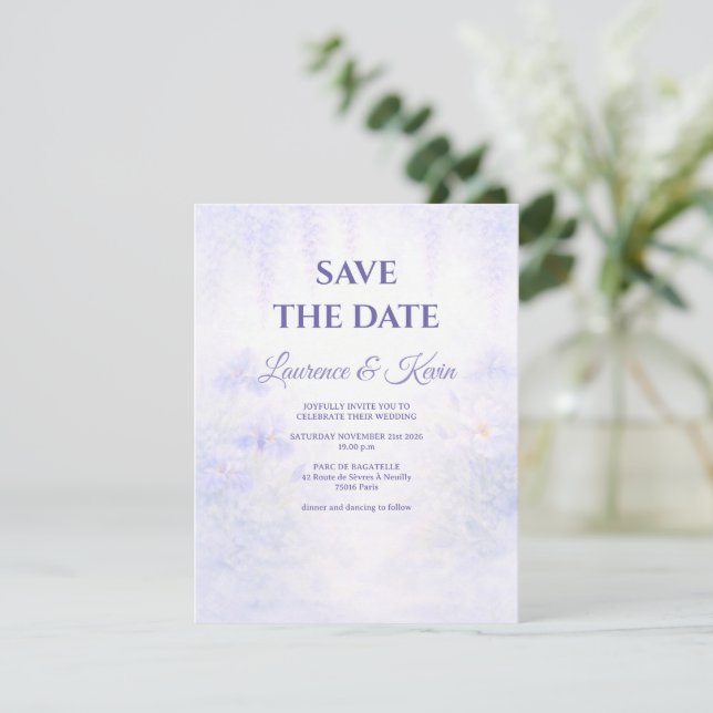 Elegant Botanical Wedding Save the date (Stehend Vorderseite)