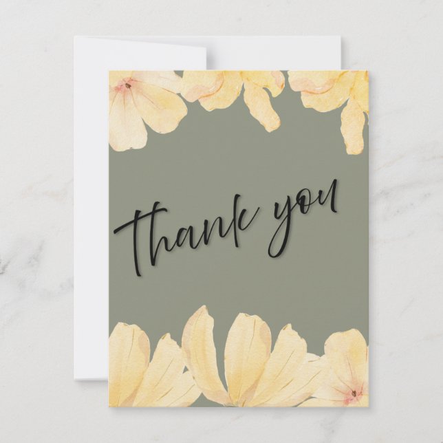 Elegant Botanical Wedding Thank You Card Dankeskarte (Vorderseite)