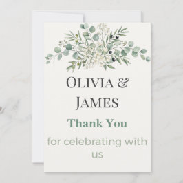 Elegant Botanical Wedding Thank You Card Dankeskarte