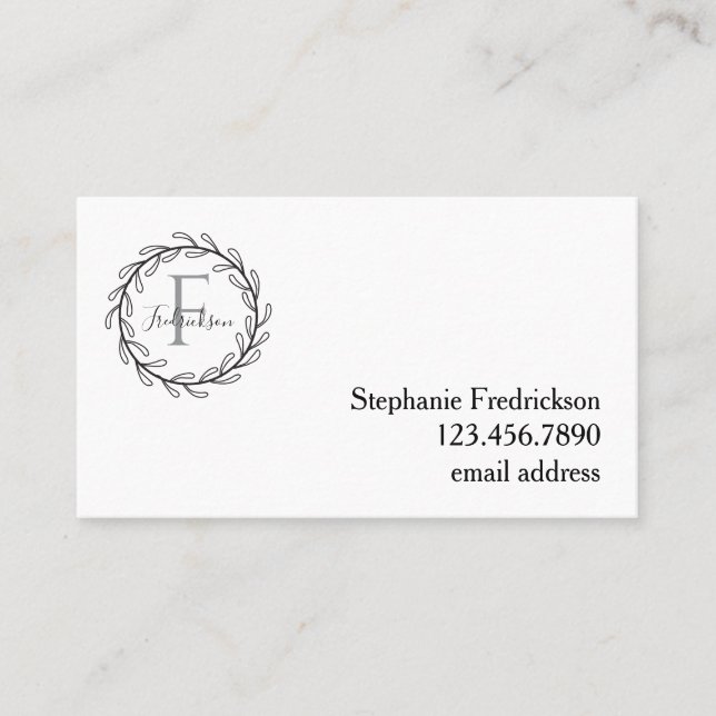 Elegant Botanical Wreath – Personalized Visitenkarte (Vorderseite)