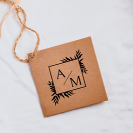 Elegant, botanisch, monogramm gummistempel