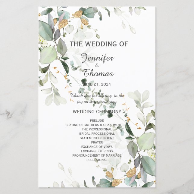 Elegant Botanische Eukalyptus-Grüne (Vorderseite)