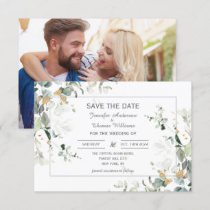 Elegant Botanische Eukalyptus-Grüne Save The Date