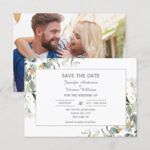 Elegant Botanische Eukalyptus-Grüne Save The Date