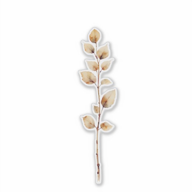 Elegant botanischer Blattzweig Aufkleber (Vorderseite)