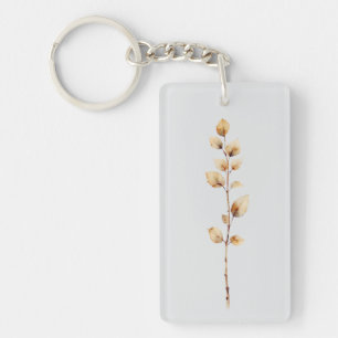 Elegant botanischer Blattzweig Schlüsselanhänger