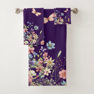 Elegant Botanisches Florales Design Badhandtuch Set