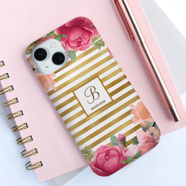 Elegant Bouquet Monogram Girl Case-Mate iPhone Hülle (Von Creator hochgeladen)