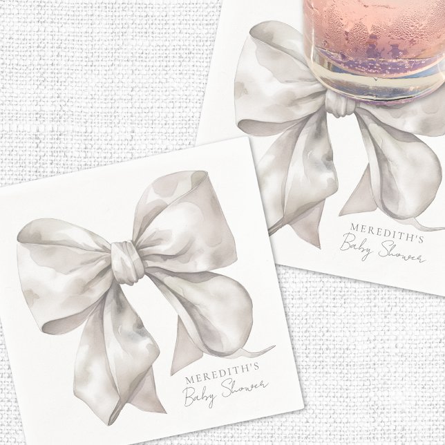 Elegant Bow Baby Shower Serviette (Elegant Bow Baby Shower Napkins)