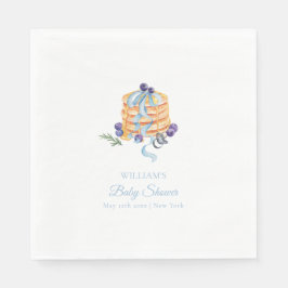 Elegant Bow Blueberry Pancake Boy Baby Shower Serviette