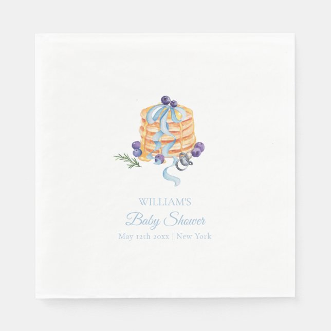 Elegant Bow Blueberry Pancake Boy Baby Shower Serviette (Vorderseite)