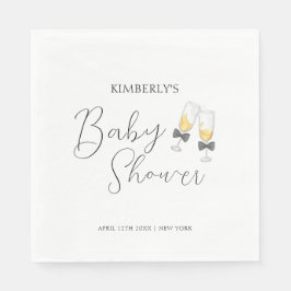 Elegant Bow Champagne Sip & See Baby Shower Serviette
