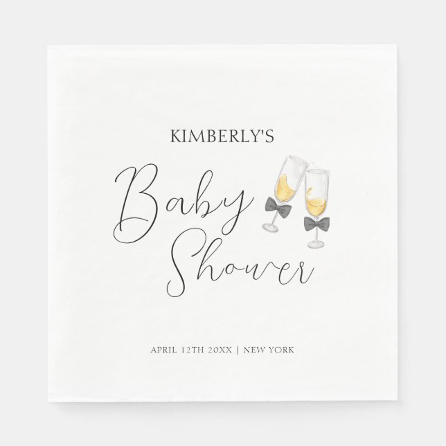 Elegant Bow Champagne Sip & See Baby Shower Serviette (Vorderseite)